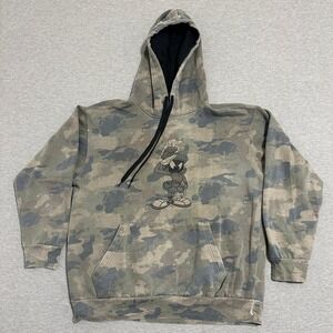 Six Flags Looney Tunes Marvin the Martian Camo Pullover Hoodie Green Mens Large